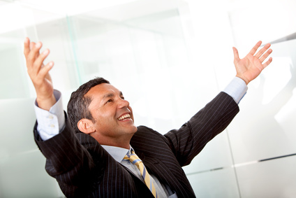 Business man with opened arms